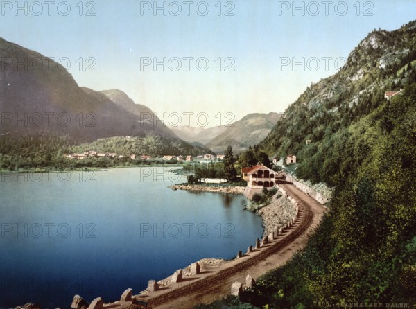 Dalen, village in the province of Telemark, Norway, around 1895, Historical, digitally restored
