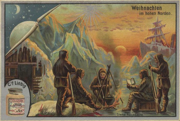 Picture series famous Christmas, in the far north, Liebig picture, digitally restored reproduction