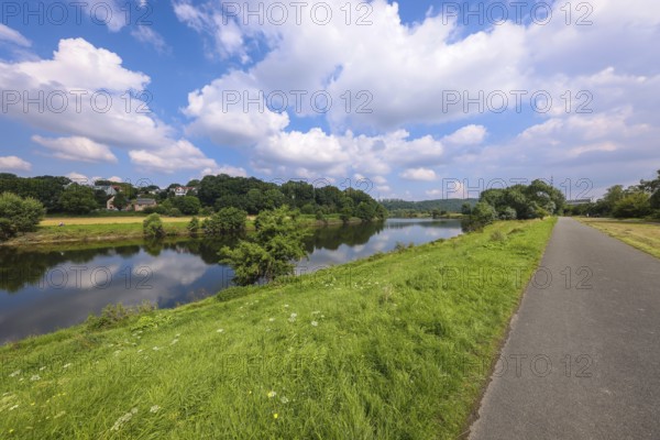 Hattingen, North Rhine-Westphalia, Germany - Landscape on the Ruhr, Ruhr promenade with Ruhr Valley