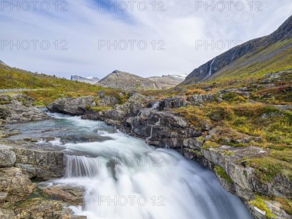 View of Valldalen valley and Reinheimen National Park, long exposure, autumn, mountains, Valldøla