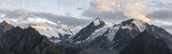 Mountain landscape at sunset, summit Grand Combin de Grafeneire, Fionnay, Valais Alps, Valais,
