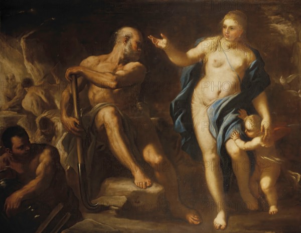 Venus in the Forge of Vulcan, painting by Luca Giordano (Italian, 1634-1705), historically,