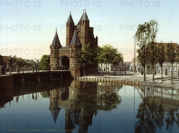 Amsterdam Gate, Haarlem, Holland, ca 1895, Historic, digitally restored reproduction from a 19th