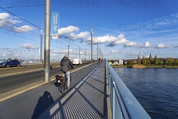 Traffic on the Kennedy Bridge, middle of the 3 Rhine bridges in Bonn, connects the centre of Bonn