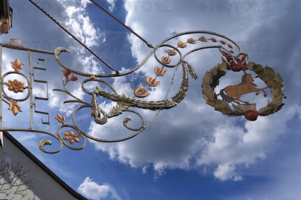 Historic nose plate from the former Rotes Ross inn, around 1650, Weinmarkt, Nuremberg, Middle