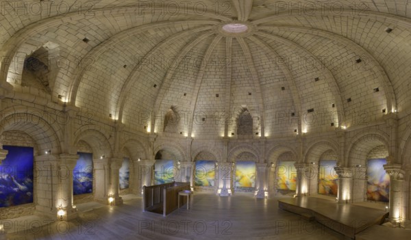 Interior view of the rotunda or castle tower (donjon) from the 12th century is also used as a