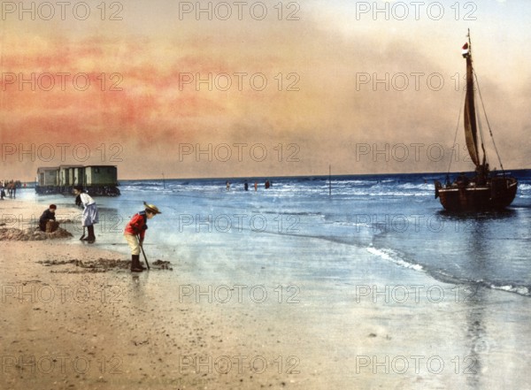 Women's bathing establishment, Scheveningen, Holland, around 1895, Historical, digitally restored