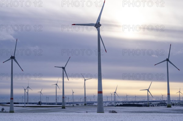 Wind farm, north of Lichtenau, self-proclaimed energy town, over 190 wind turbines and over 1200