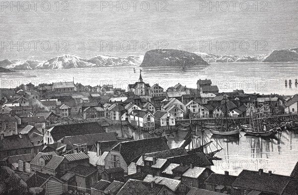 The town of Hammerfest in 1895, Norway, reproduction of an original, around 1900, historical,