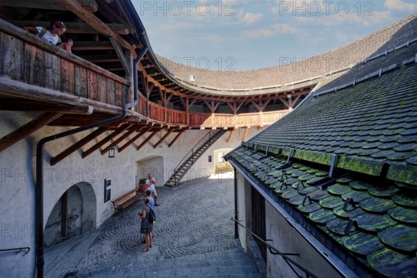 Castle courtyard of the medieval fortress Kufstein with the museum, Kufstein, Tyrol, Austria,