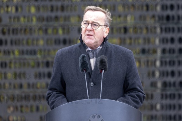 Berlin, Germany, 17.11.2024: Federal Minister of Defence Boris Pistorius gives a speech in front of