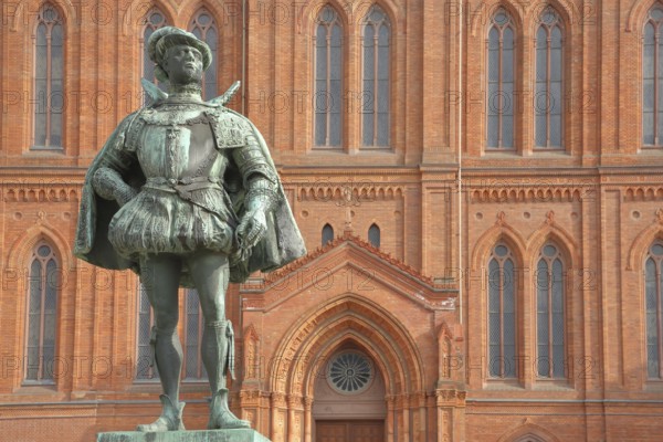 Statue of William I Prince of Orange and Count of Nassau 1533-1584 in front of the neo-Gothic