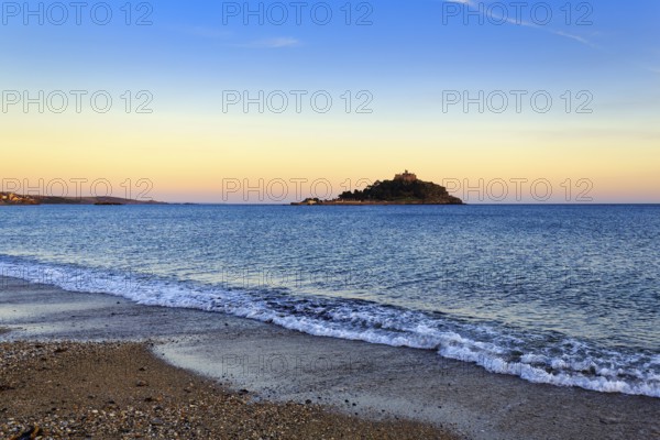 St Michael's Mount, tidal island with castle, evening sky, Marazion, Cornwall, England, Great