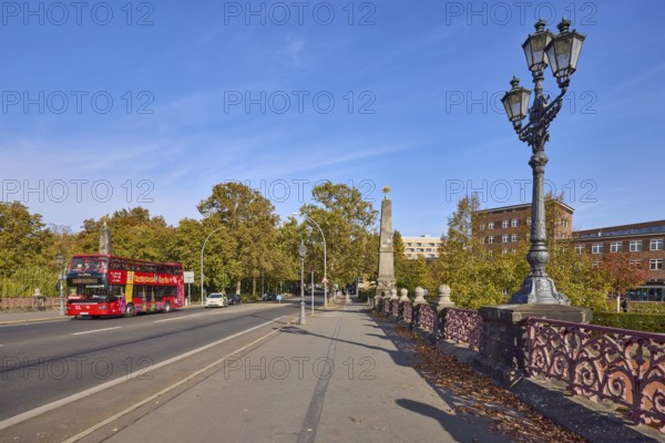 Hop-on hop-off bus for city tours and sightseeing on the Lutherbrücke, Paulstraße, Berlin, capital