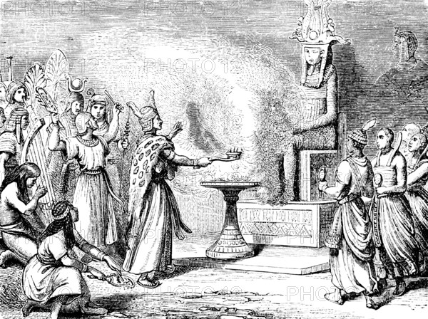 Rite of sacrifice of the priests in Egypt, beginners of human society, ceremony in honour of the