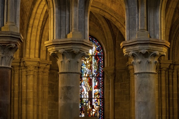 Columns of Notre-Dame Cathedral, former episcopal church of the diocese of Lausanne, today the main