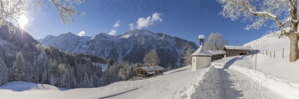 Winter landscape, Gerstruben, a former mountain farming village in the Dietersbach valley near