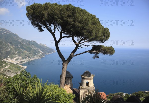 View from Villa Rufolo of the Gulf of Salerno and the towers of the Church of Chiese dell