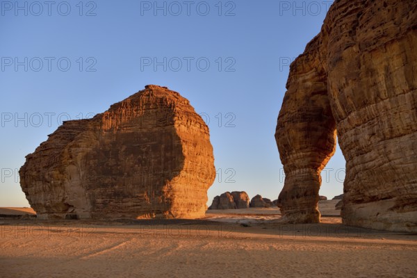 Elephant Rock or Elephant Rock in First Daylight, AlUla, Medina Province, Saudi Arabia, Arabian