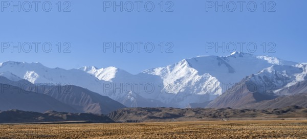 Snow-capped mountains, Pamir Mountains with Lenin Peak, high mountains, Transalai Range, Alay