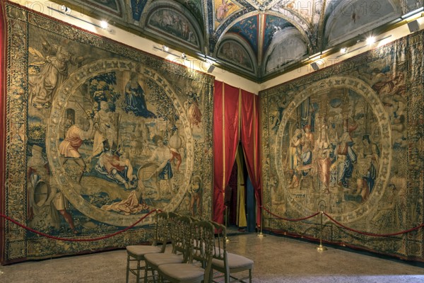 Large tapestries in a room of the Villa del Principe, Palazzo di Andrea Doria, Piazza dei Principe,