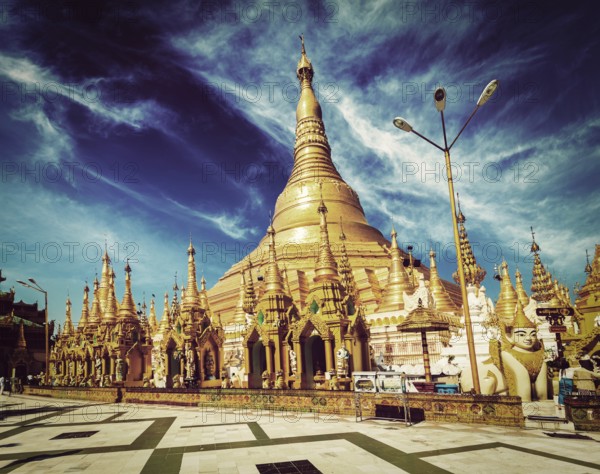 Vintage retro effect filtered hipster style image of Myanmer famous sacred place and tourist