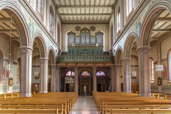 Interior and organ of the Church of St Peter and Paul in Lahr/Black Forest, Baden-Württemberg,
