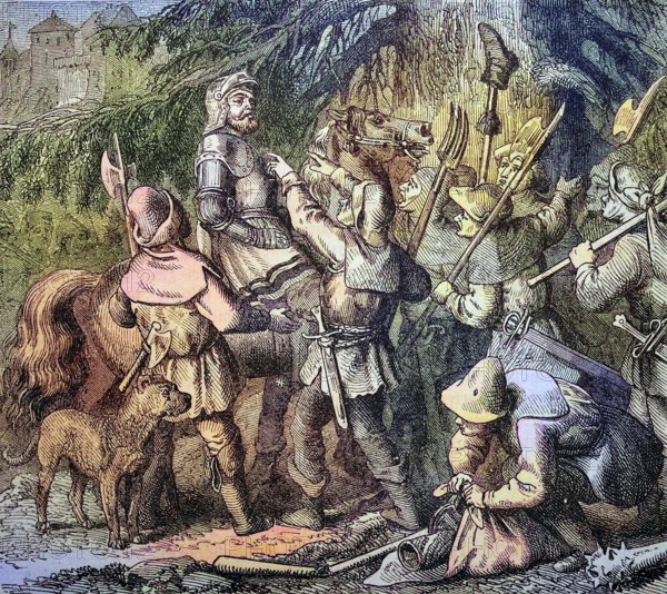 Götz von Berlichingen, 1480 - July 23, 1562, is elected field captain by the rebellious Frankish