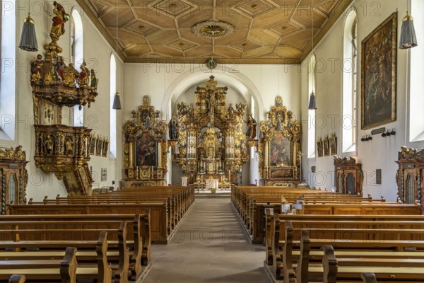 Interior of the pilgrimage church Maria in der Tanne, Triberg in the Black Forest, Black Forest,