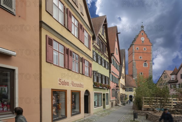 Historic residential and commercial buildings, behind the Wörnitz Gate, Altrathausplatz,