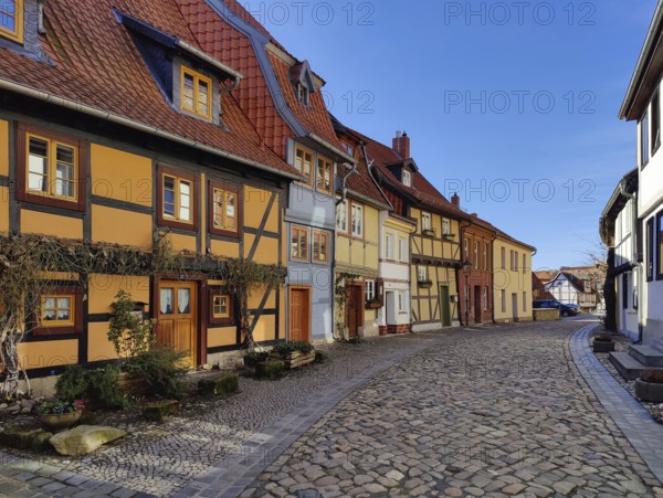 Half-timbered houses with cobblestones in Wassertorstraße, Old Town of the World Heritage City of