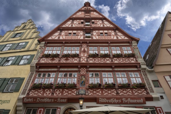 Historic half-timbered house, German house, built 15th century, façade late Renaissance 1593 and