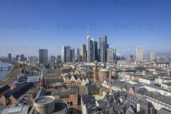 The view from St. Bartholomew's Cathedral takes in Frankfurt city centre and the banking skyline,