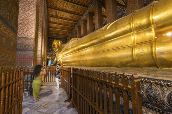 Wat Pho, temple of the reclining Buddha. Sightseeing attraction, architecturally significant temple