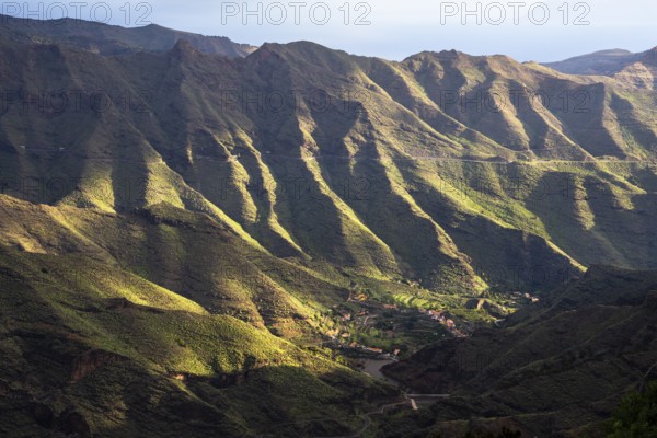 Mountain landscape. View from the Mirador Degollada de Peraza to the north into the Barranco de Las