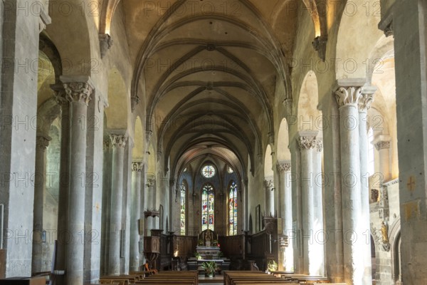 Mozac. Inside the abbey church of Saint-Pierre. Puy de Dome department. Auvergne-Rhone-Alpes.