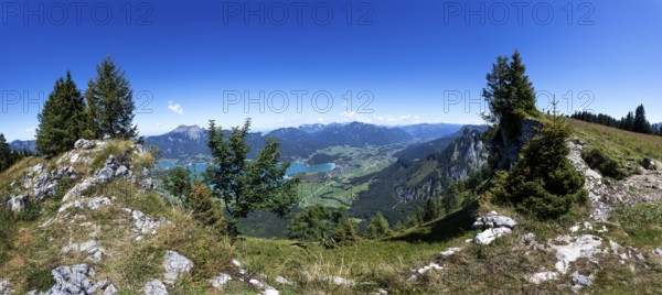 View from the summit of the Bleckwand to the Wolfgangsee, Osterhorngruppe, Salzkammergut, Land