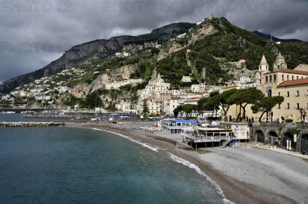 View of the village Amalfi, Amalfi Coast, Costiera Amalfitana, Province of Salerno, Campania,