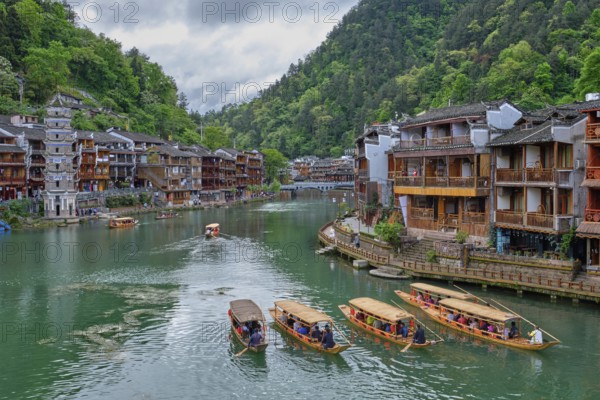 Chinese tourist attraction destination, Feng Huang Ancient Town (Phoenix Ancient Town) on Tuo Jiang