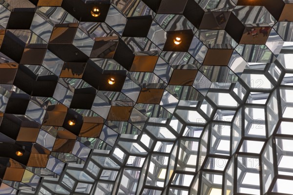 Harpa Concert Hall and Congress Centre, interior view, artistic modern architecture, Reykjavik,