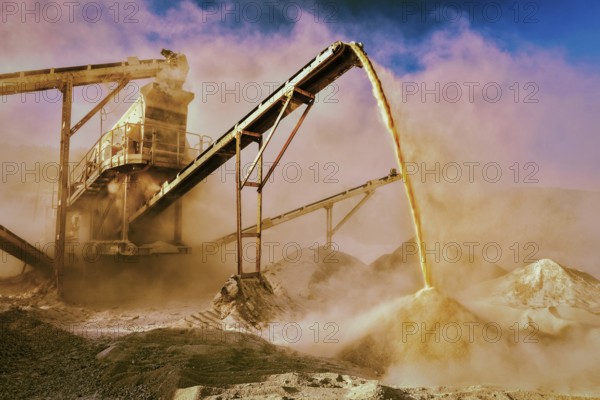 Vintage retro effect filtered hipster style image of Industrial background, crusher rock stone