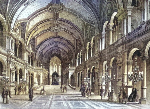 Nave of the Parish Church La Trinite, Eglise de la Sainte-Trinité, Trinity Church, in the 9th