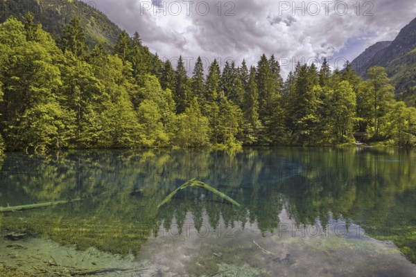 Christlessee, a mountain lake in the Trettachtal valley, near Oberstdorf, Oberallgäu, Allgäu,