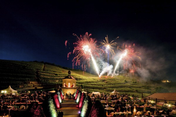 Summer night ball at Wackerbarth Castle. Schloss Wackerbarth or Wackerbarths Ruh' is a baroque