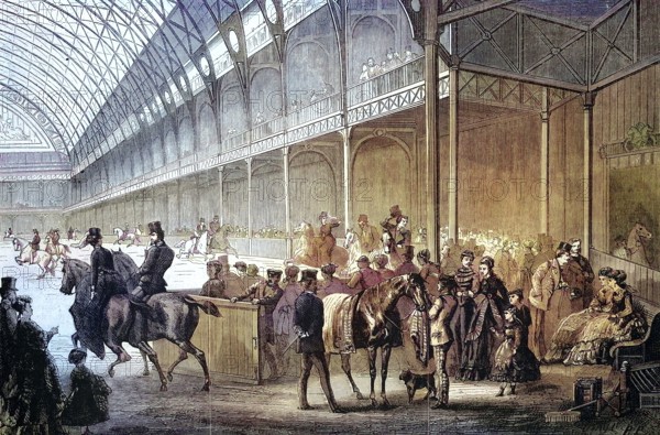 New Riding School in the Palace of Industry, Palace of Industry, 1869, Champs-Elysees, Paris,