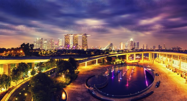 Singapore travel tourism concept, vintage retro effect filtered hipster style image of panorama of