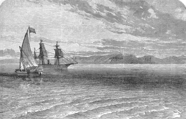 Sailing ships off the coast of Abyssinia, 1869, today Ethiopia and Eritrea, Historical, digitally