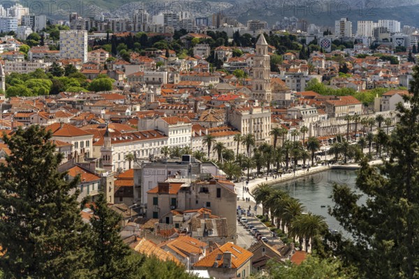 City view Split with Riva Promenade, Cathedral of St. Domnius and Diocletian's Palace in Split,