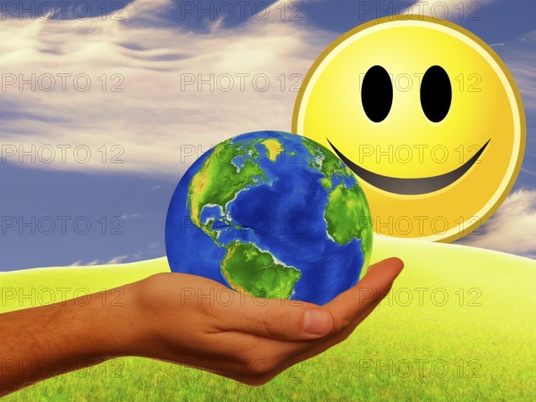 Symbolic image, smiley face for Europe, world, Germany, Bundestag, new government 2025, sign with a