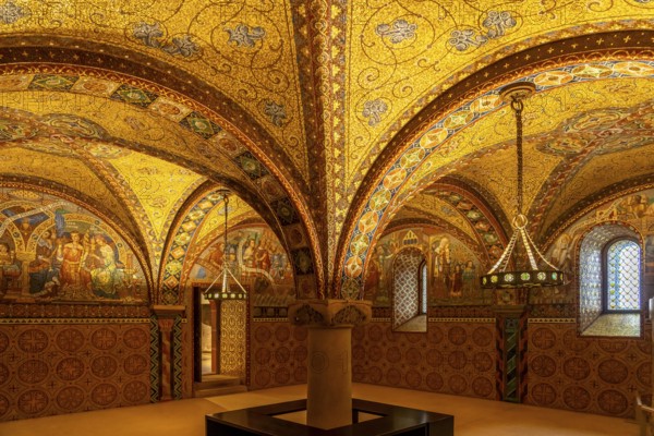 Glass mosaics of the Elisabeth Bower, medieval woman's chamber in the Wartburg in Eisenach,